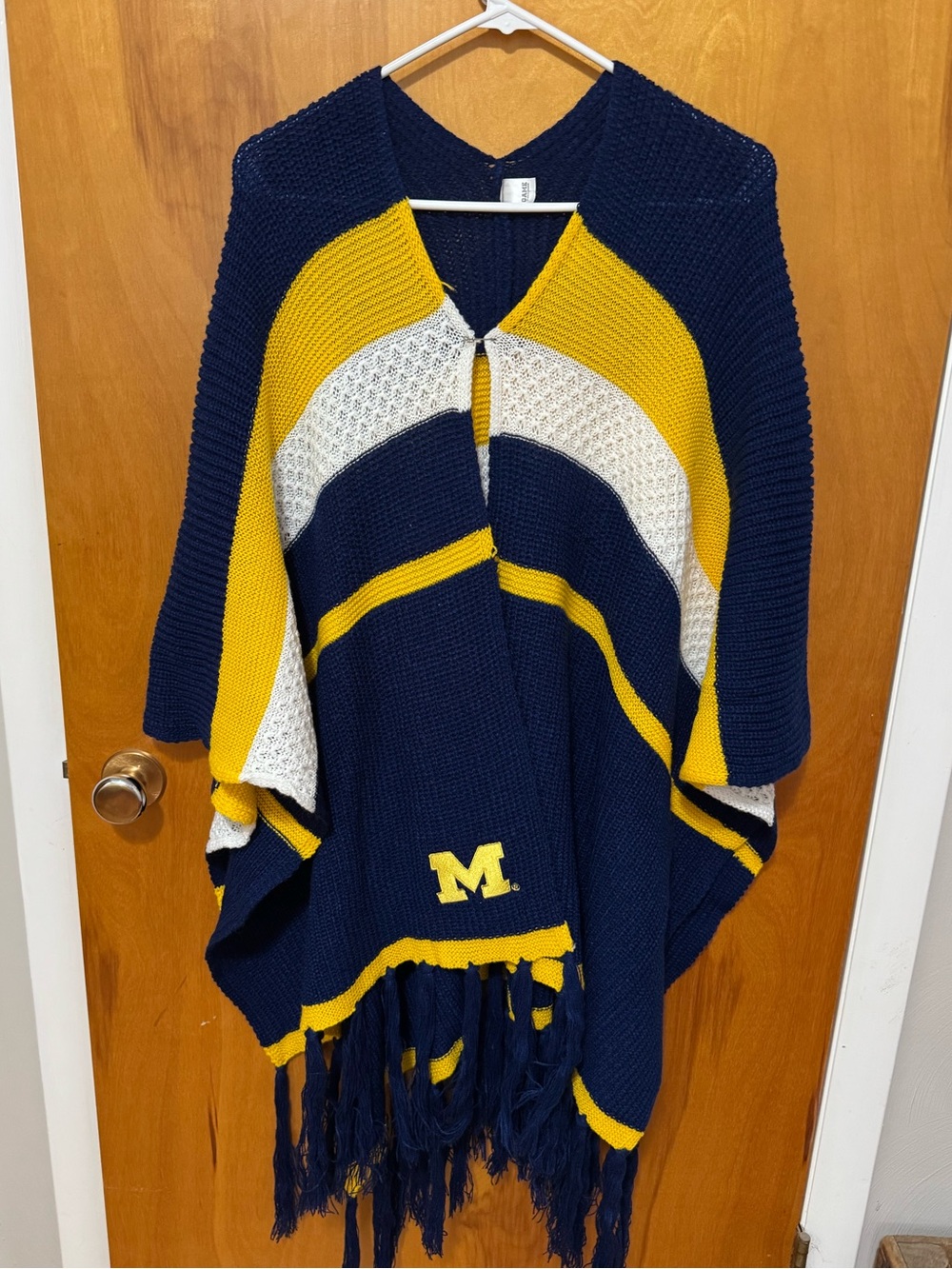 University of Michigan Maize and Blue Poncho Sweater